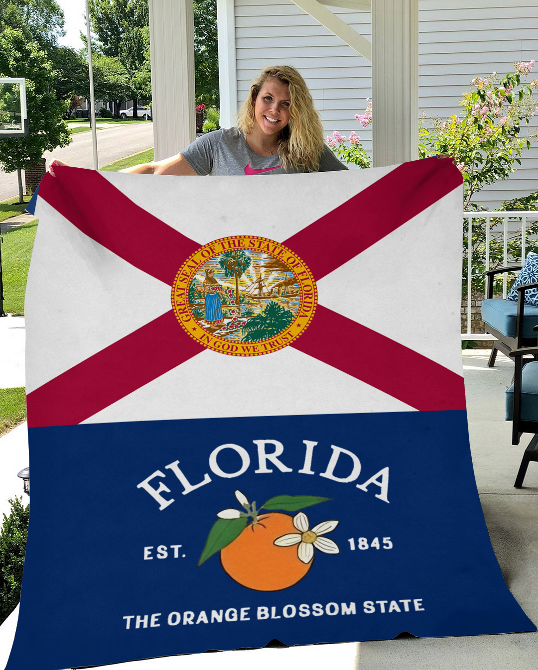 Custom Florida Flower/ Flag Blanket