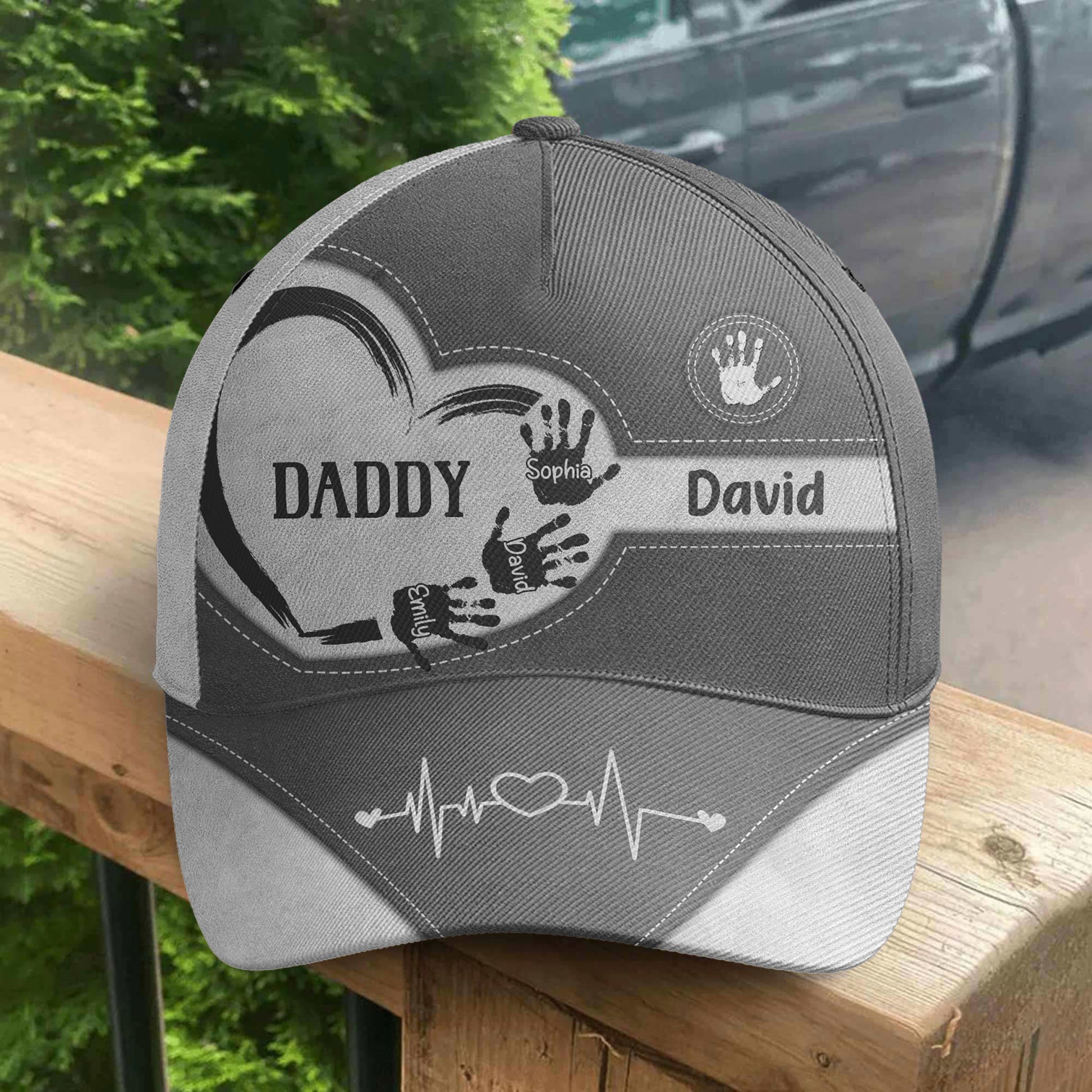 Grandpa Dad Kids Handprints - Personalized Classic Cap