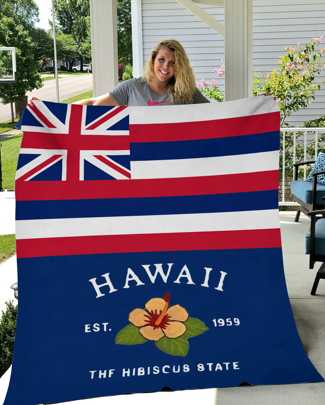 Custom Hawaii Flower/ Flag Blanket