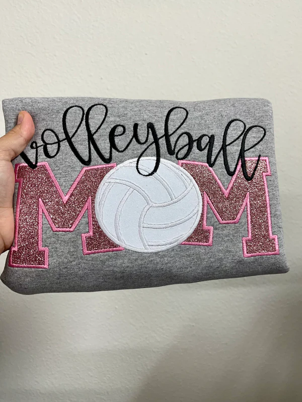 Glitter Sports Embroidered Sweatshirt Football Mom Embroidered Hoodie