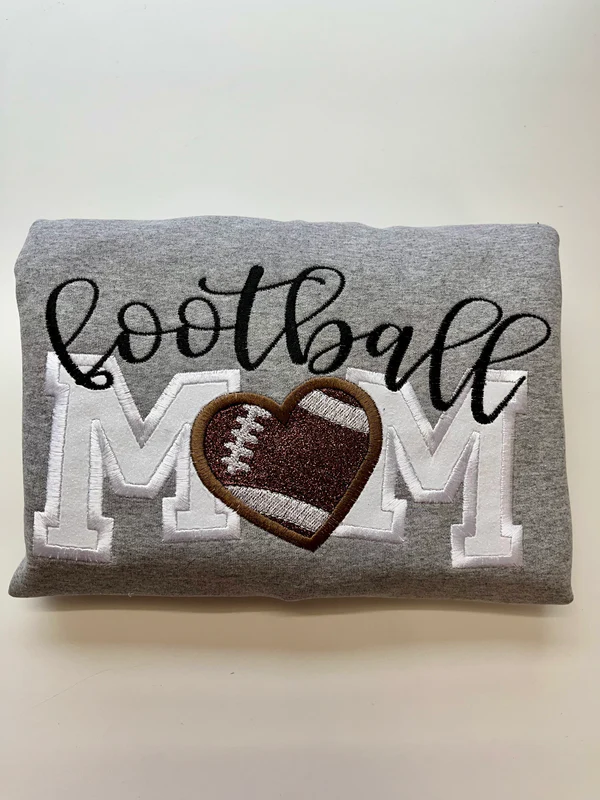 Glitter Sports Embroidered Sweatshirt Football Mom Embroidered Hoodie