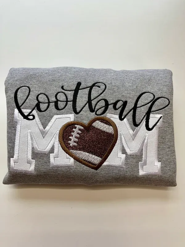 Glitter Sports Embroidered Sweatshirt Football Mom Embroidered Hoodie