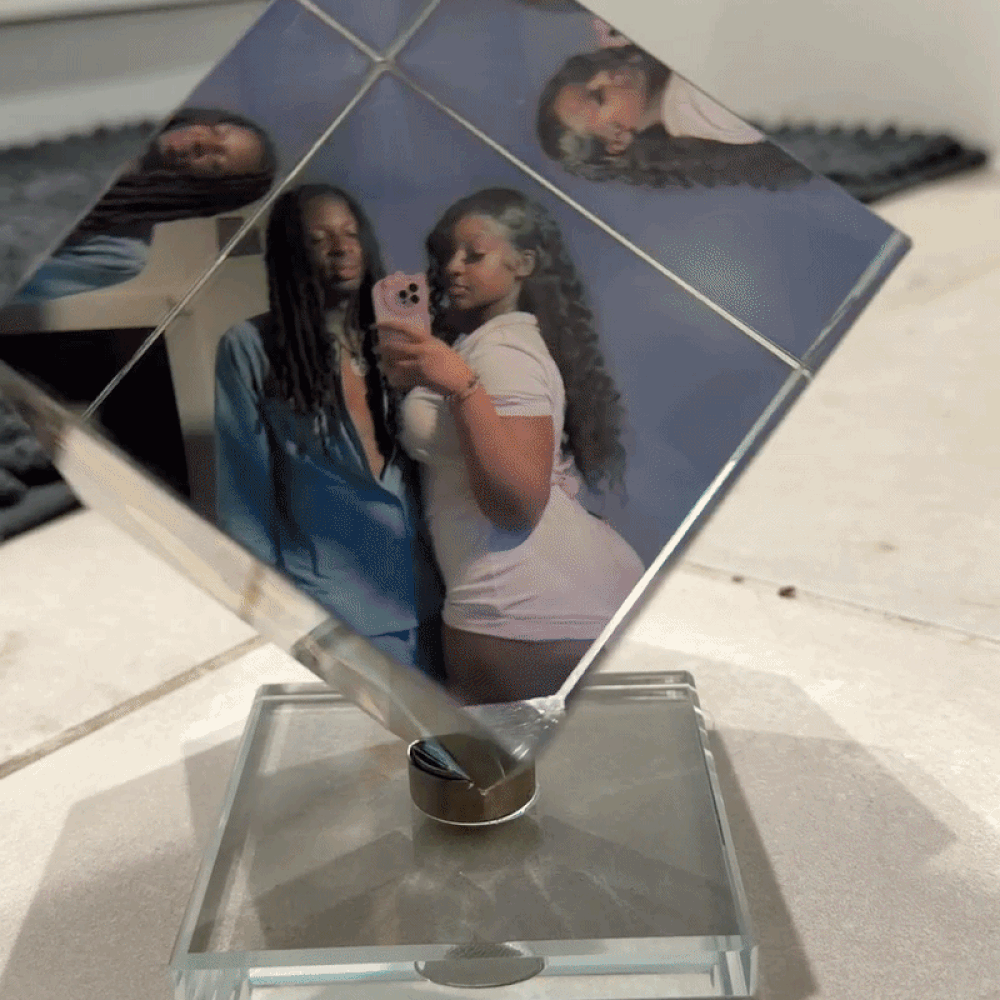 Custom Spinning Photo Keepsake Cube Personalized 3‑Memory Photo Display Unique Anniversary & Couple Gift