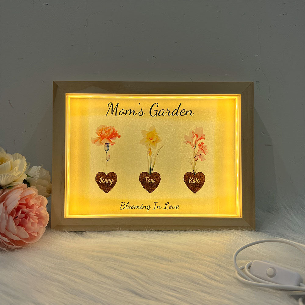 50% OFF⭐️Birth Month Flower Heart Names Customized Frame Light Box