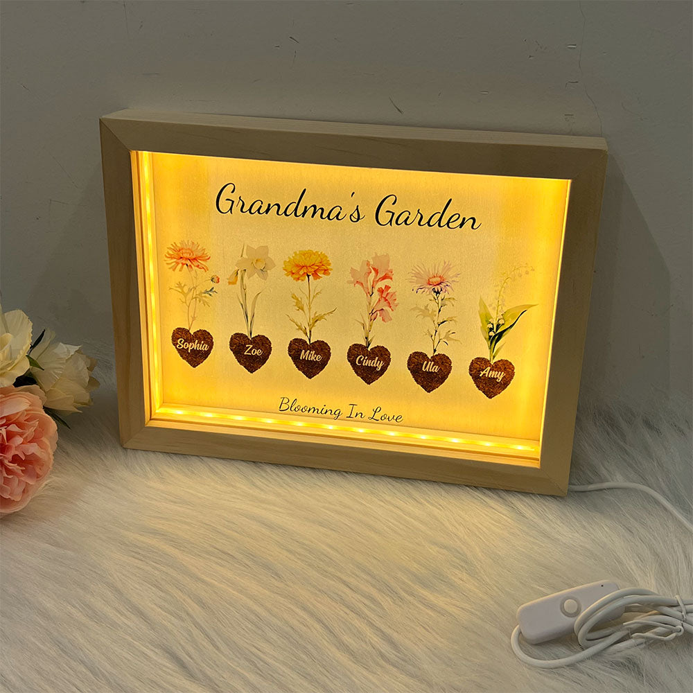 50% OFF⭐️Birth Month Flower Heart Names Customized Frame Light Box