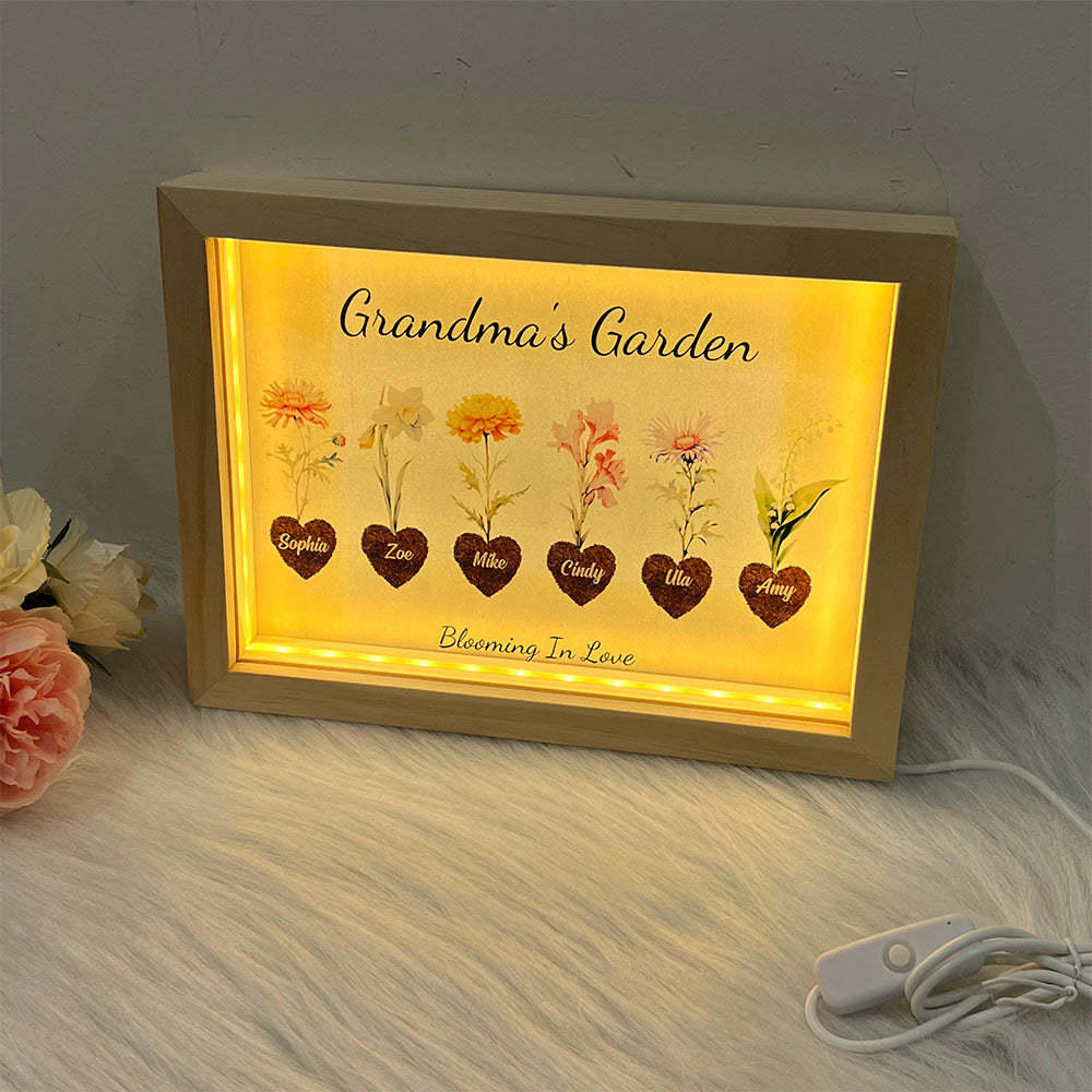 50% OFF⭐️Birth Month Flower Heart Names Customized Frame Light Box