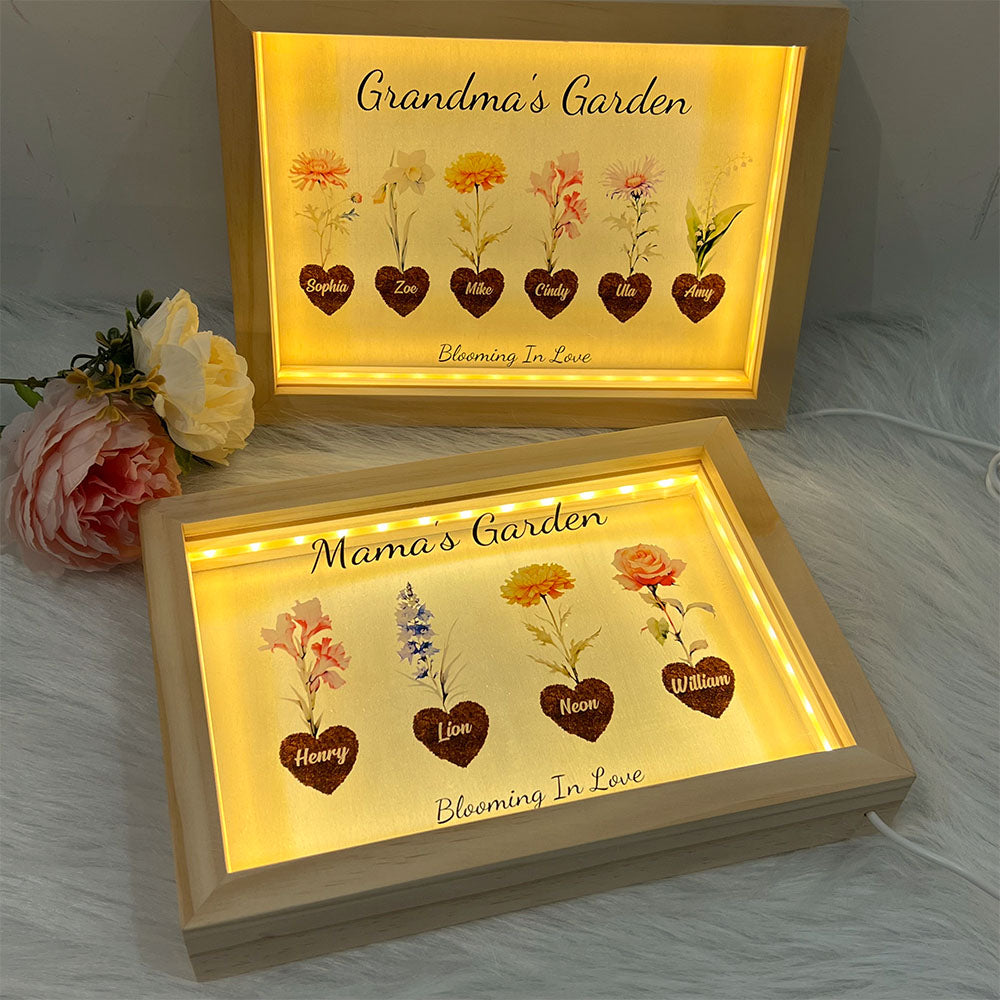 50% OFF⭐️Birth Month Flower Heart Names Customized Frame Light Box
