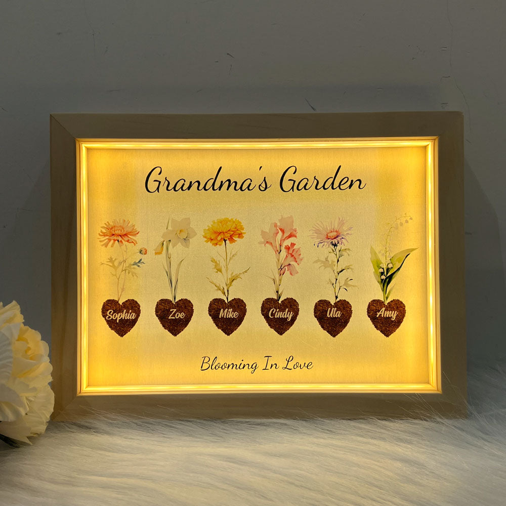 50% OFF⭐️Birth Month Flower Heart Names Customized Frame Light Box