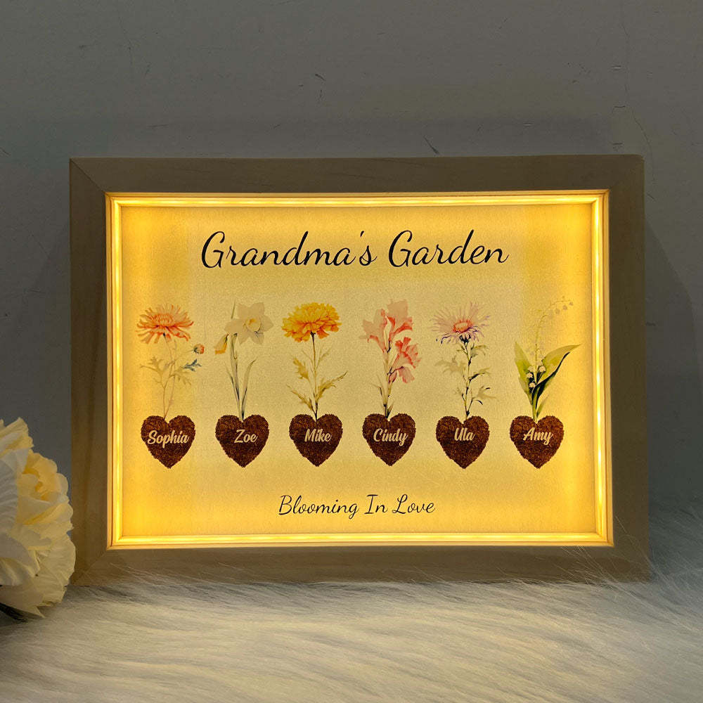 50% OFF⭐️Birth Month Flower Heart Names Customized Frame Light Box