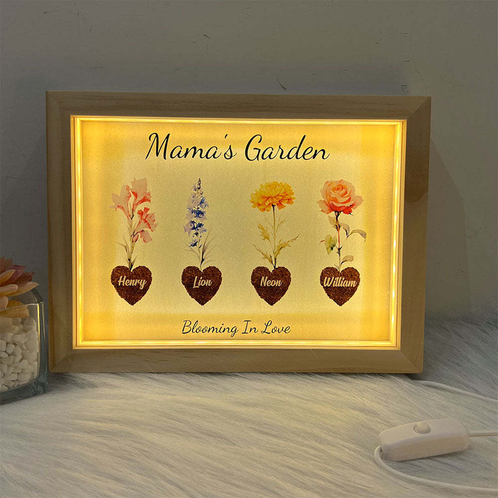 50% OFF⭐️Birth Month Flower Heart Names Customized Frame Light Box