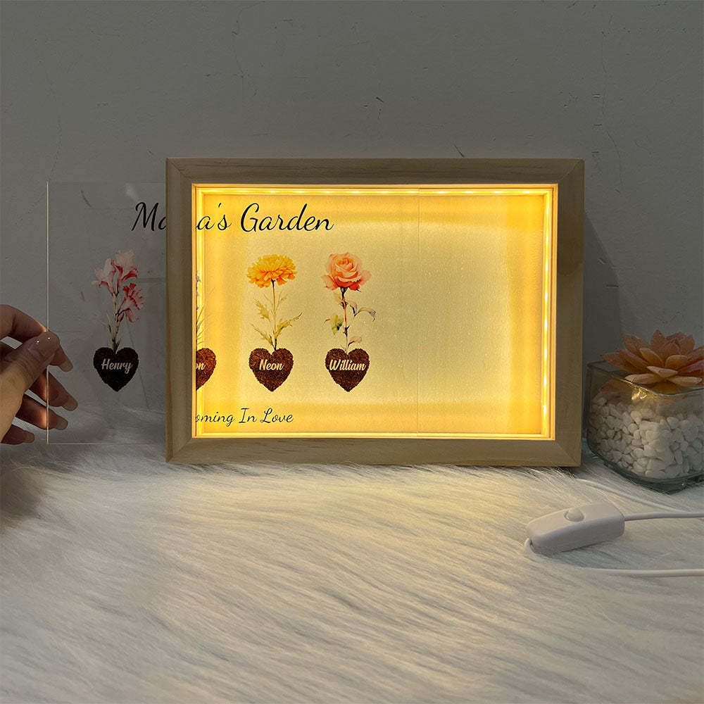 50% OFF⭐️Birth Month Flower Heart Names Customized Frame Light Box