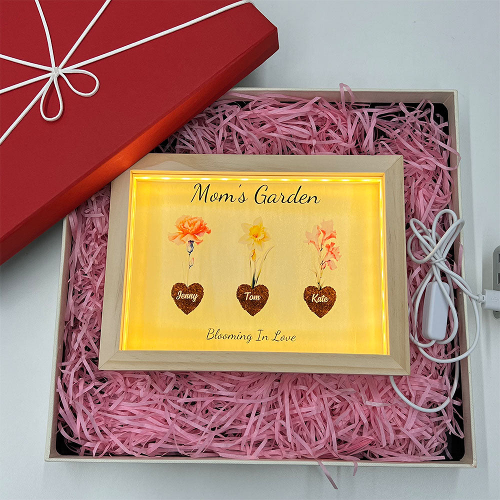 50% OFF⭐️Birth Month Flower Heart Names Customized Frame Light Box
