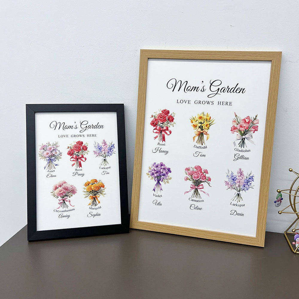 50%OFF⭐️Birth Month Flower Bouquet Names Customized Print Frame