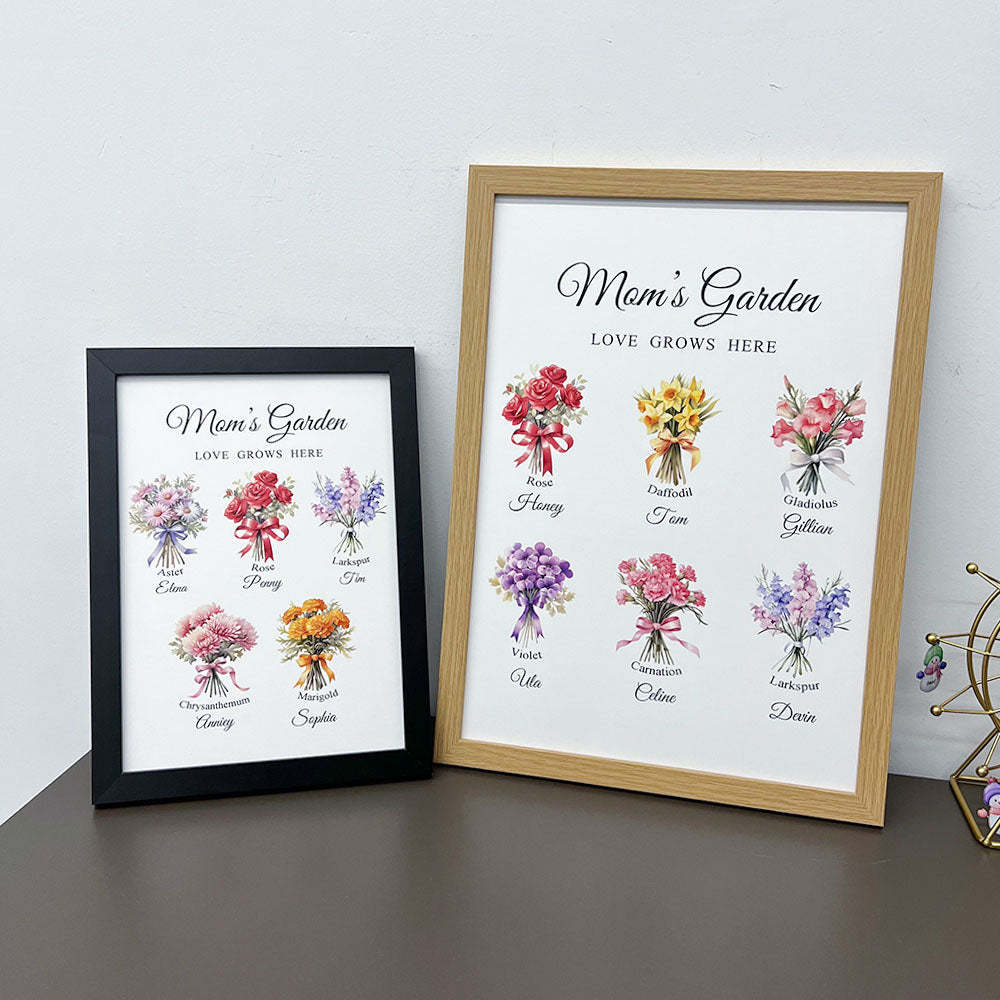 50%OFF⭐️Birth Month Flower Bouquet Names Customized Print Frame