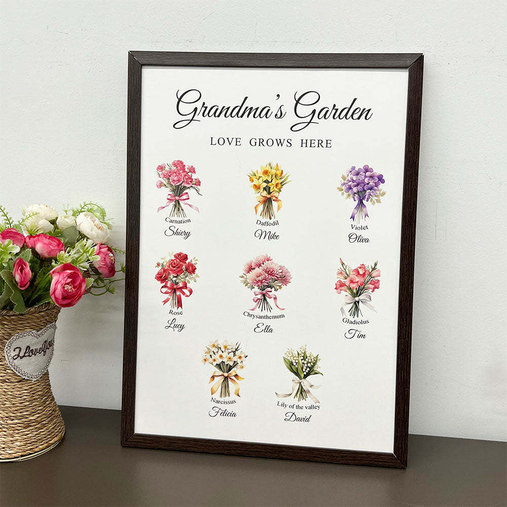 50%OFF⭐️Birth Month Flower Bouquet Names Customized Print Frame