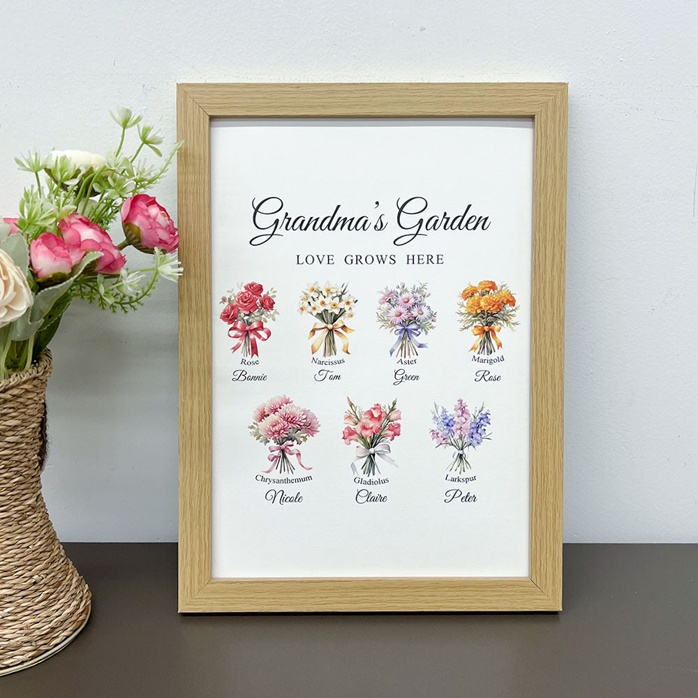 50%OFF⭐️Birth Month Flower Bouquet Names Customized Print Frame