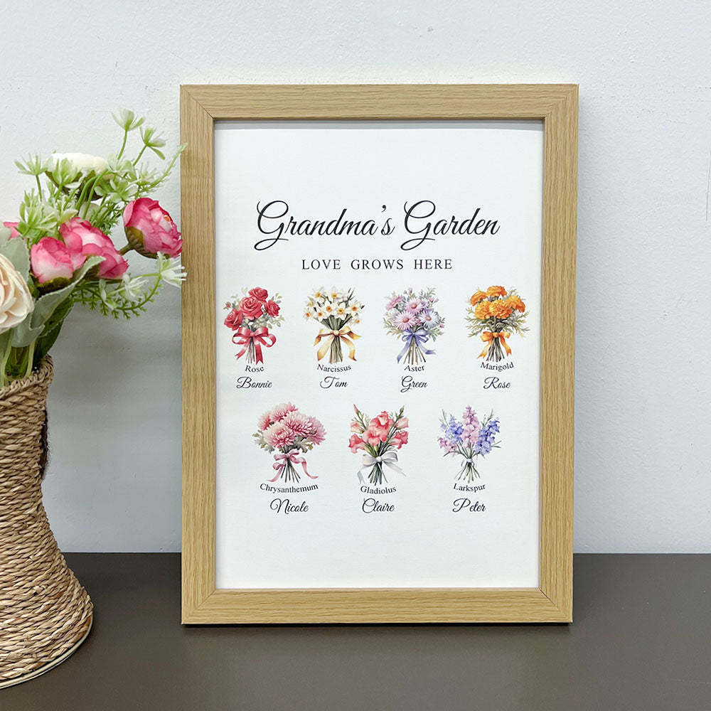 50%OFF⭐️Birth Month Flower Bouquet Names Customized Print Frame