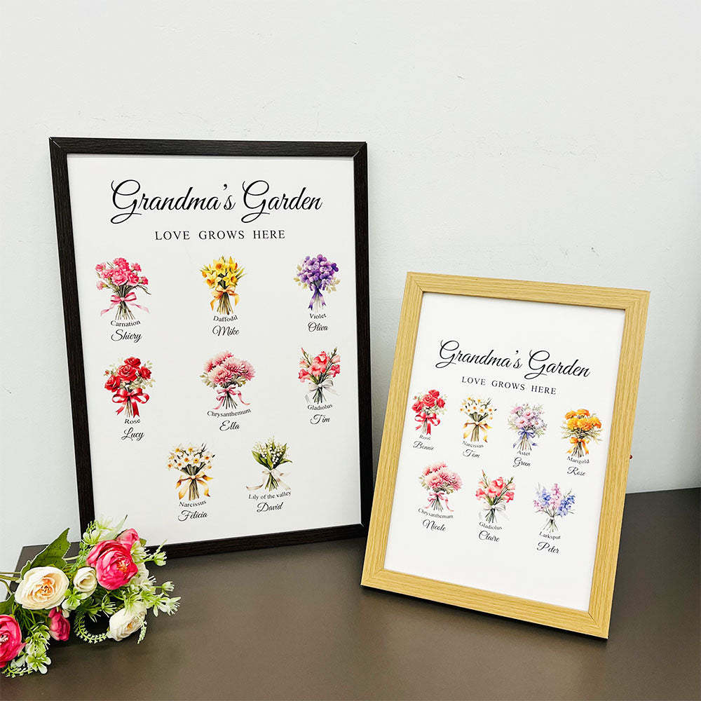 50%OFF⭐️Birth Month Flower Bouquet Names Customized Print Frame