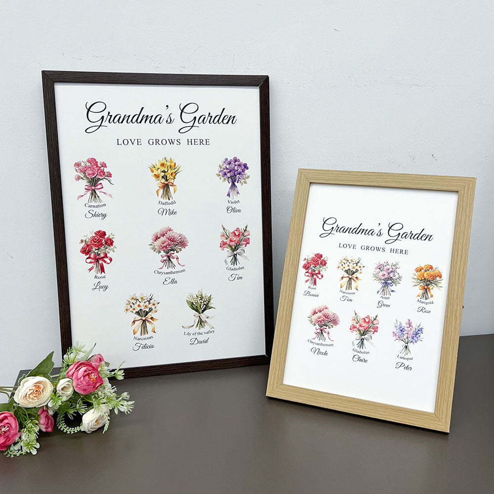 50%OFF⭐️Birth Month Flower Bouquet Names Customized Print Frame