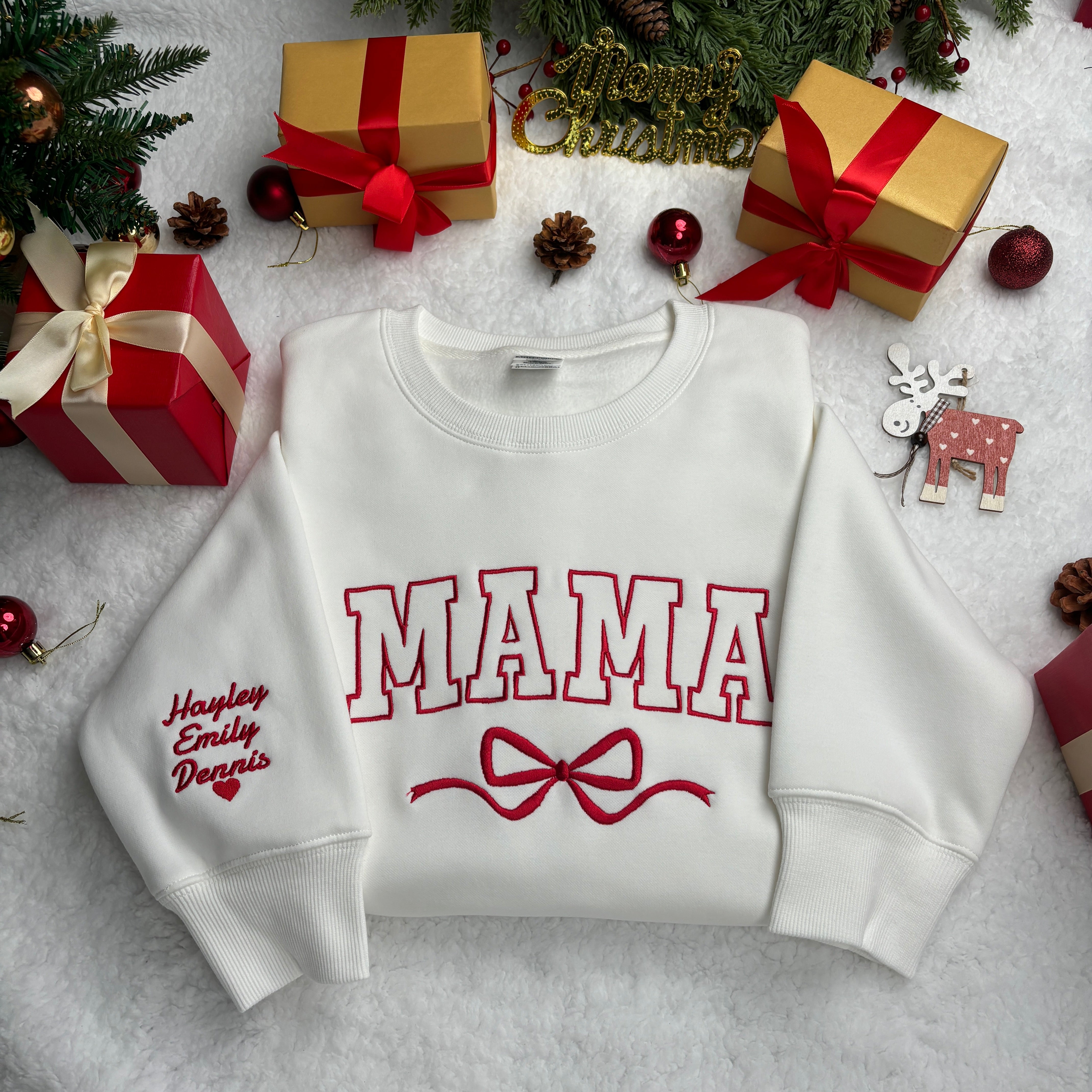 🎄Custom Bow Mama Embroidered Sweatshirt