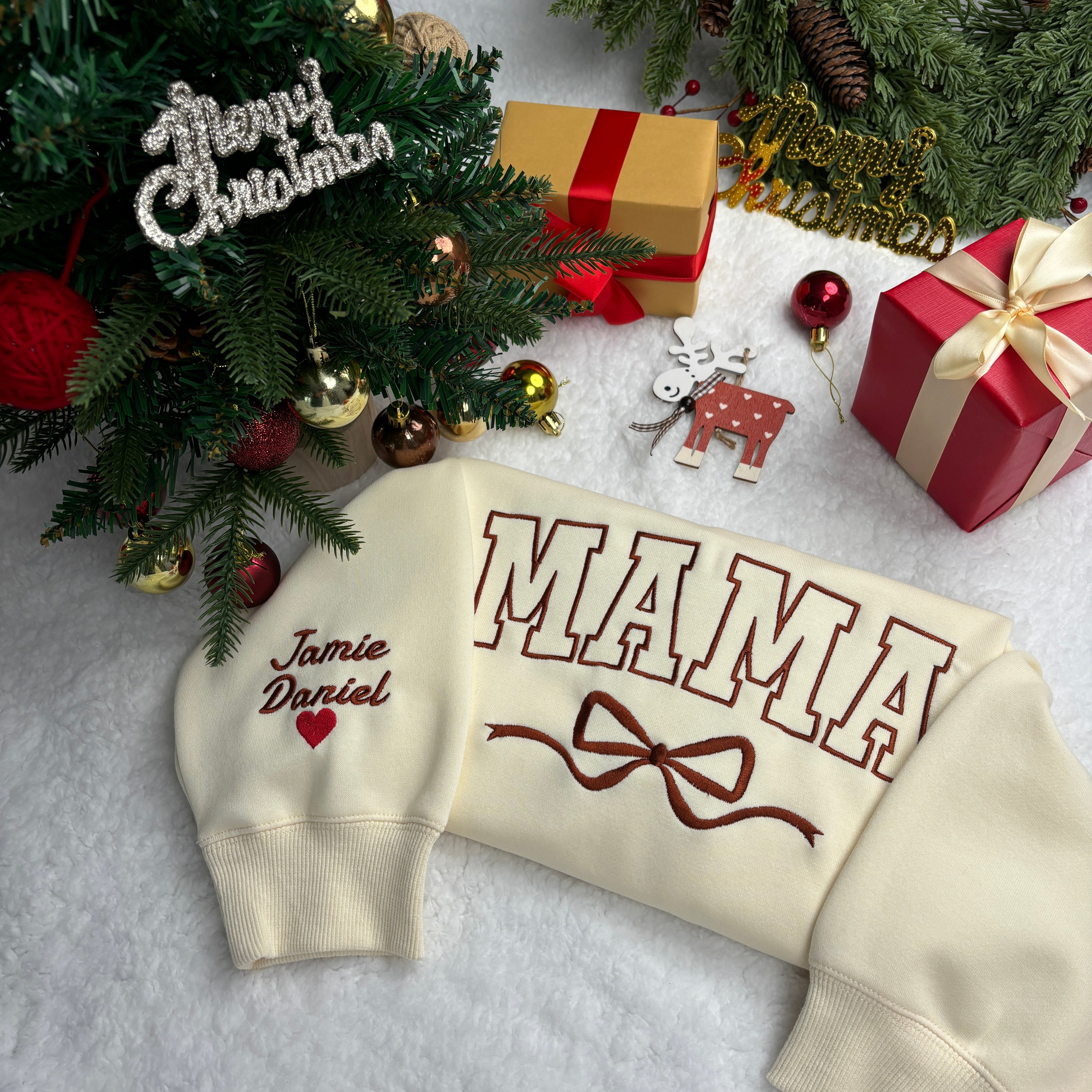 🎄Custom Bow Mama Embroidered Sweatshirt