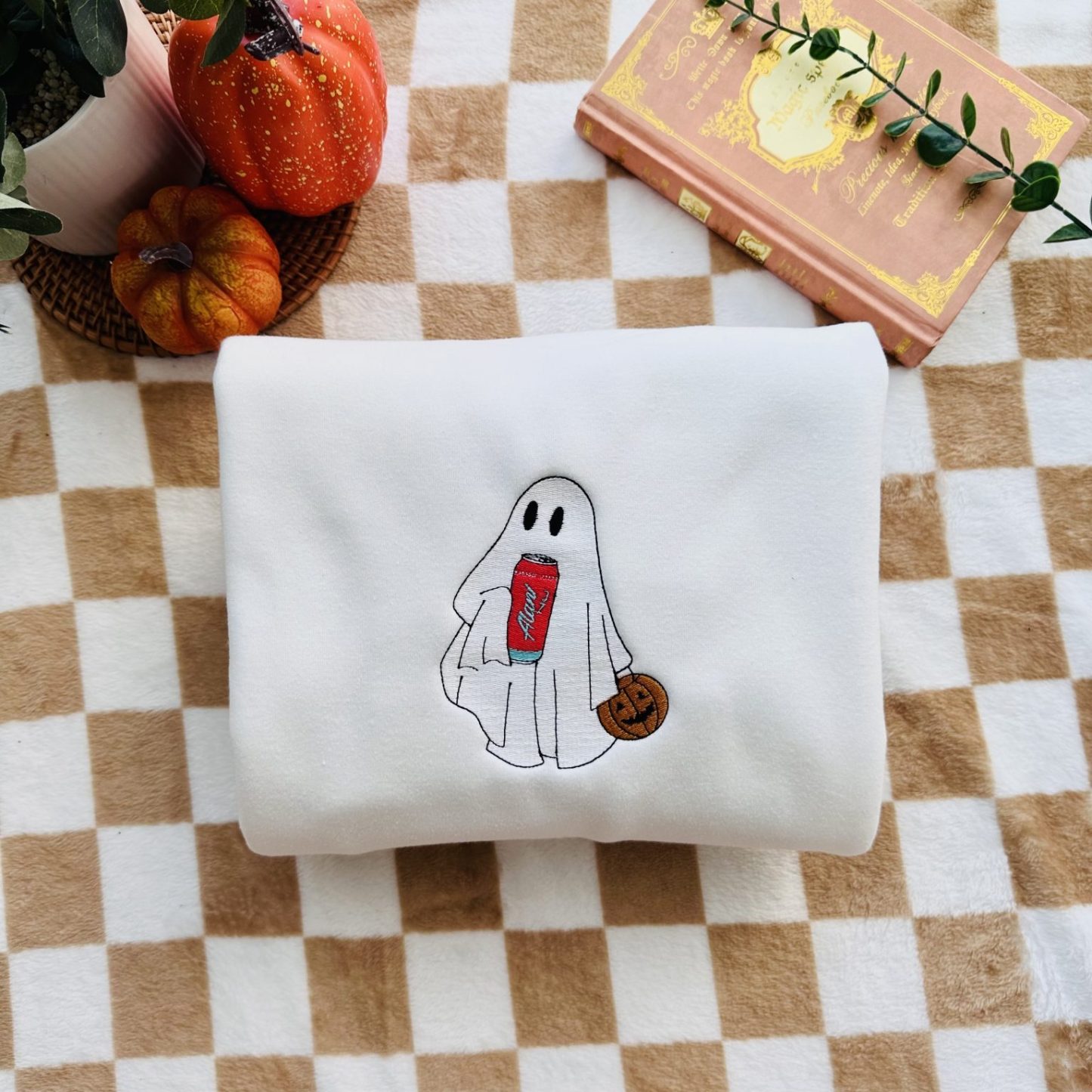 👻Ghost Drinking Embroidered Sweatshirt👻