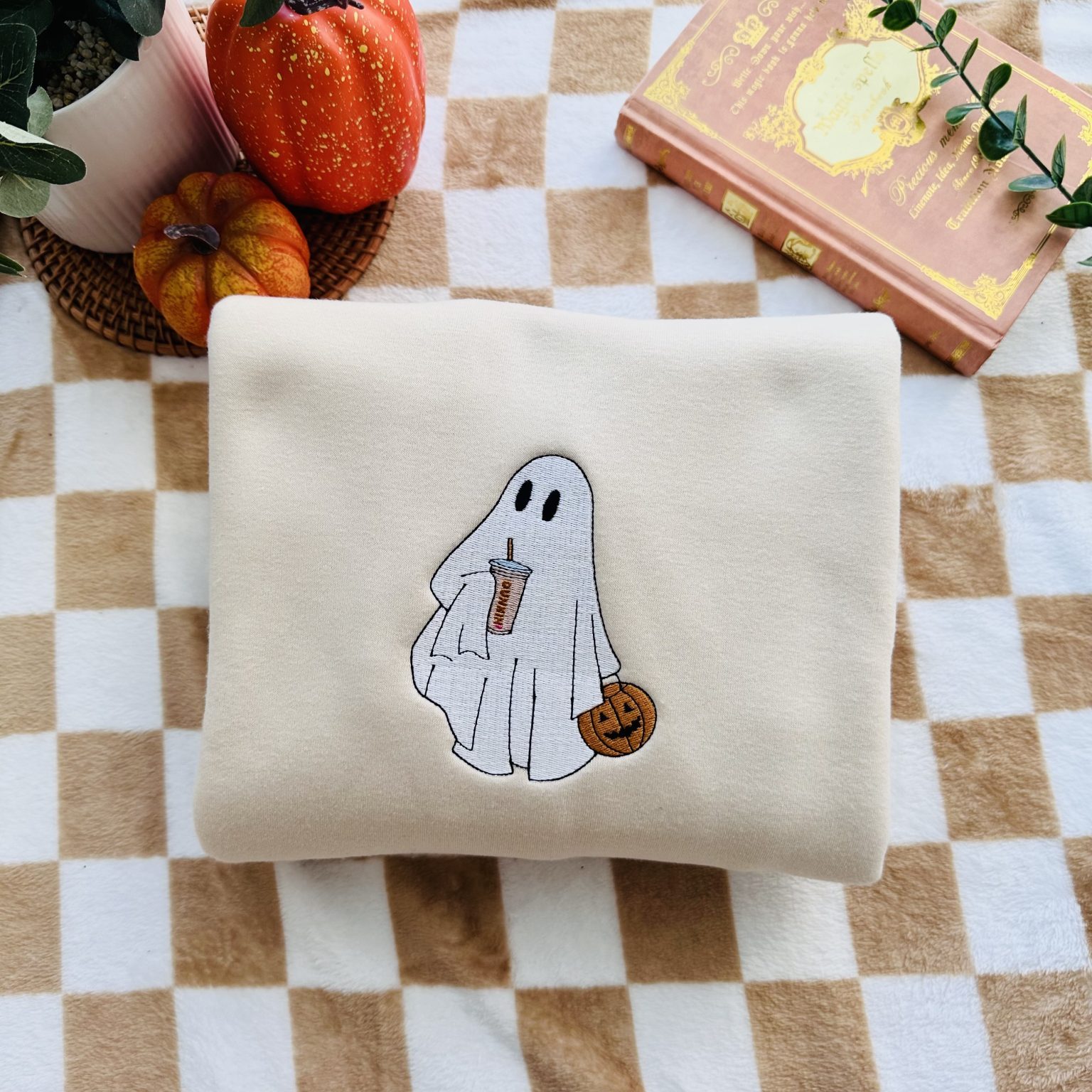 👻Ghost Drinking Embroidered Sweatshirt👻
