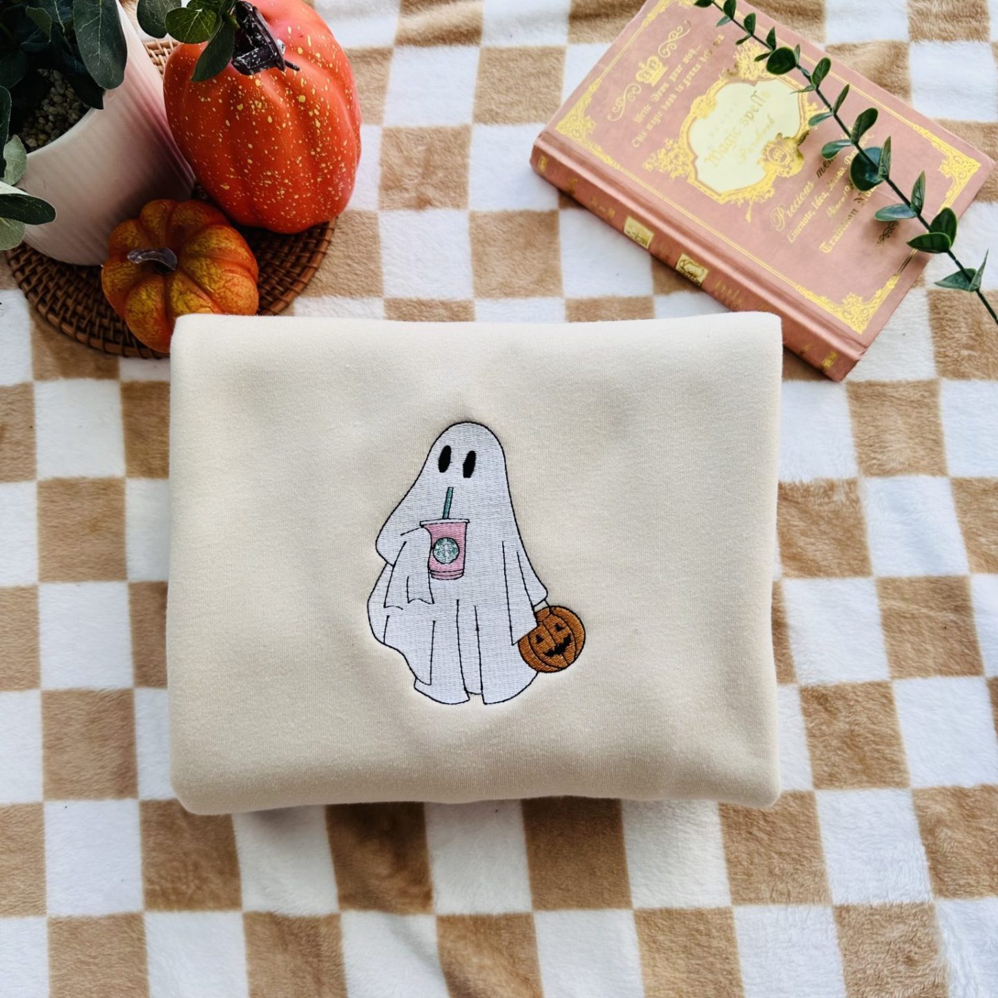 👻Ghost Drinking Embroidered Sweatshirt👻