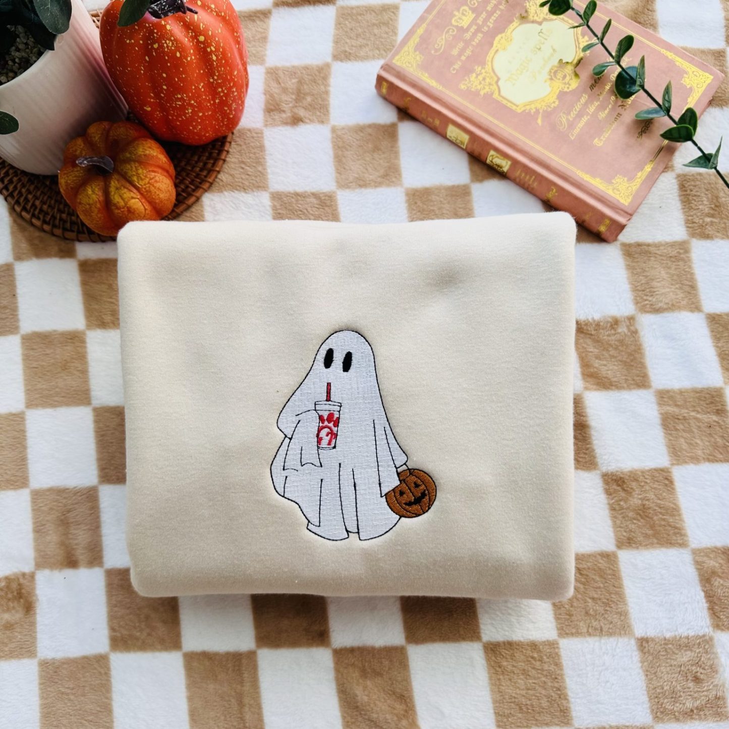 👻Ghost Drinking Embroidered Sweatshirt👻