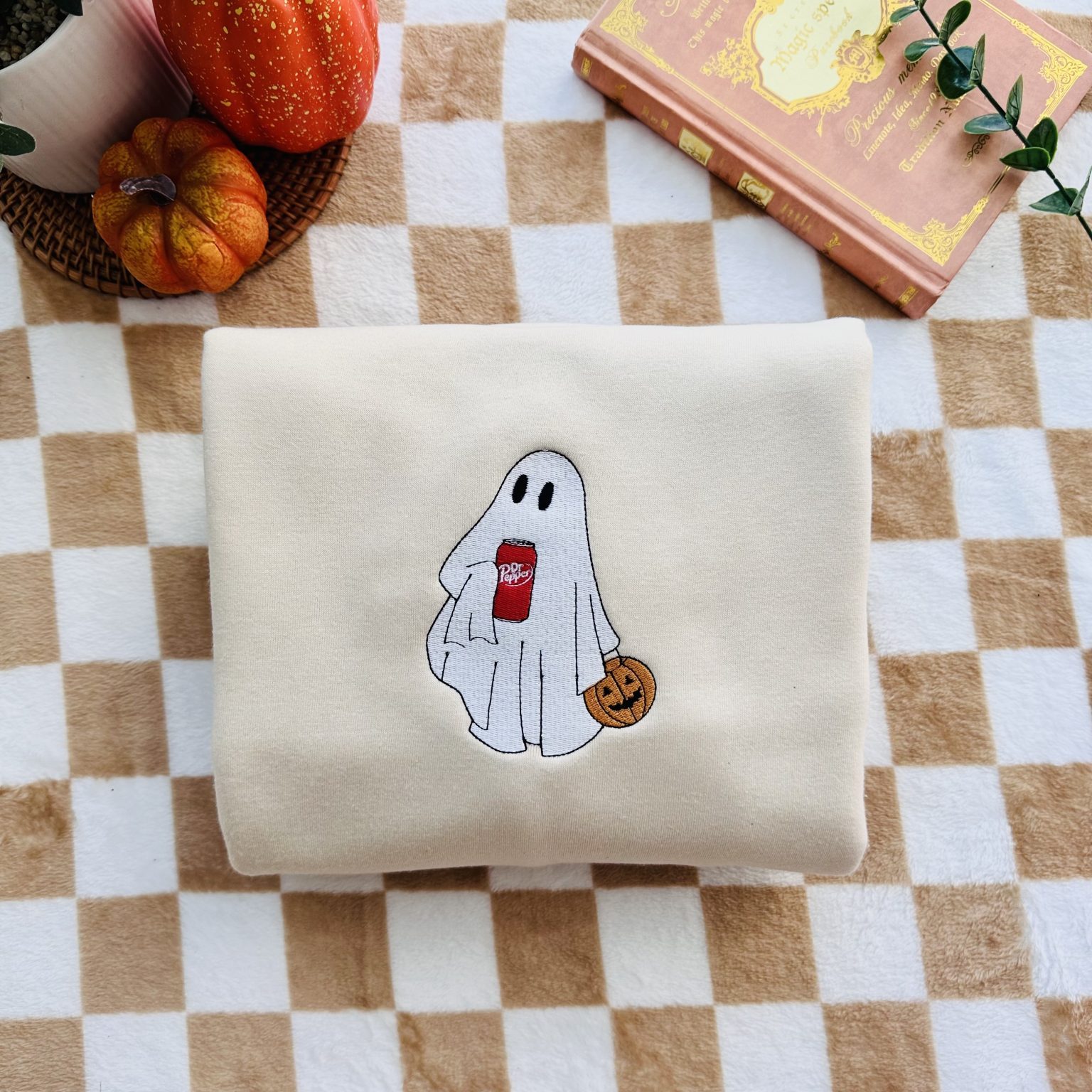 👻Ghost Drinking Embroidered Sweatshirt👻