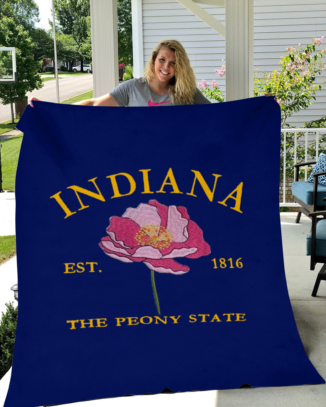 Custom Indiana Flower/ Flag Blanket