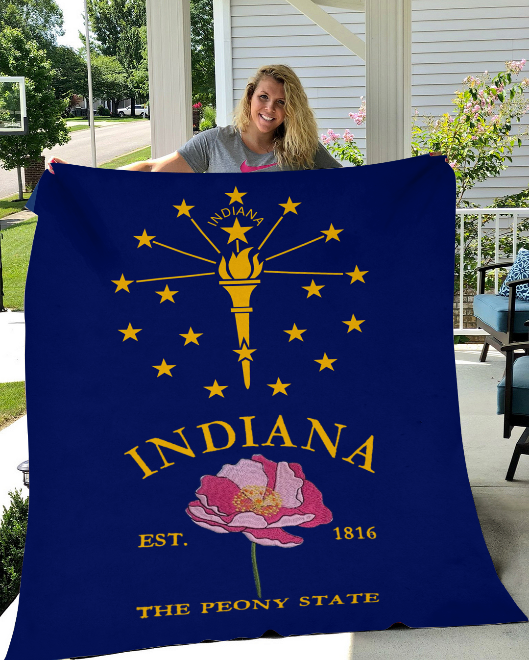 Custom Indiana Flower/ Flag Blanket