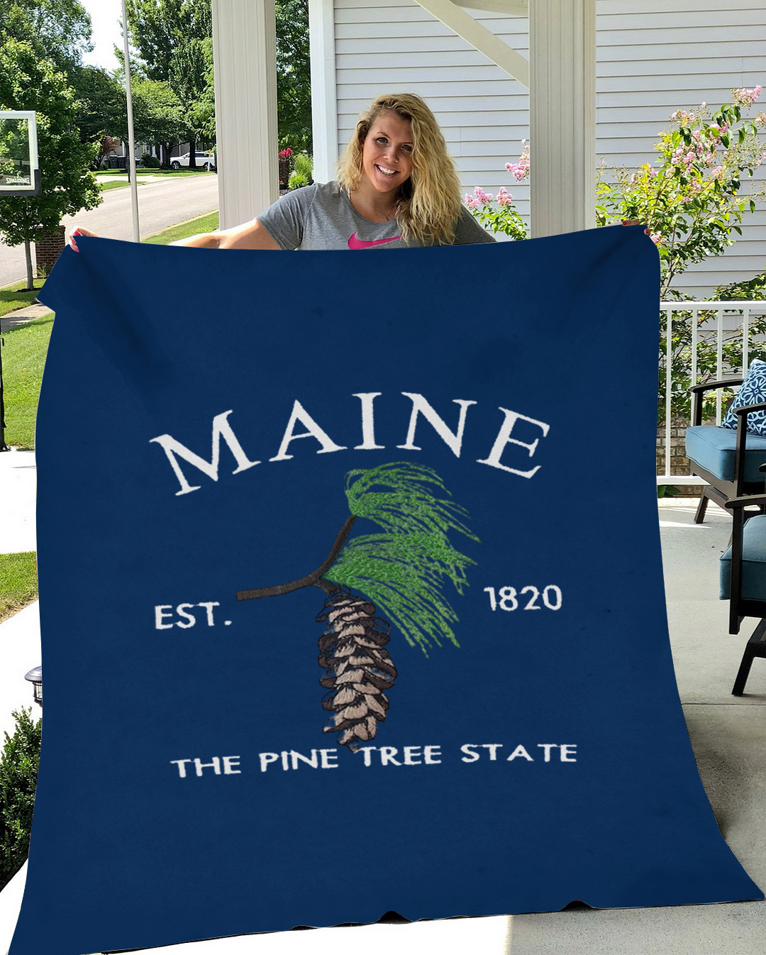 Custom Maine Flower/ Flag Blanket