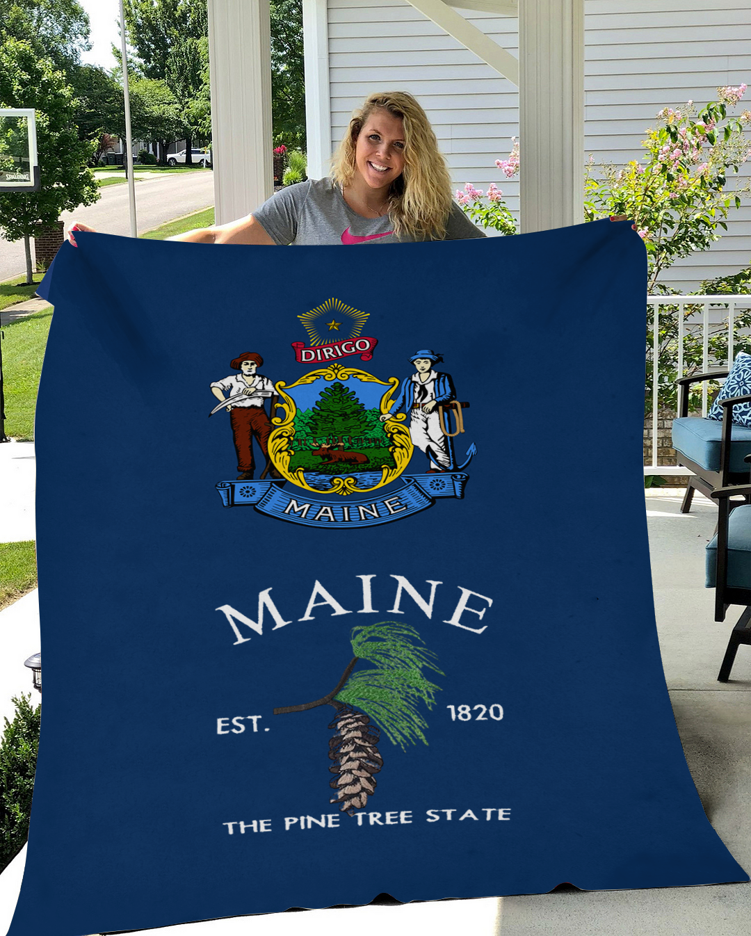 Custom Maine Flower/ Flag Blanket