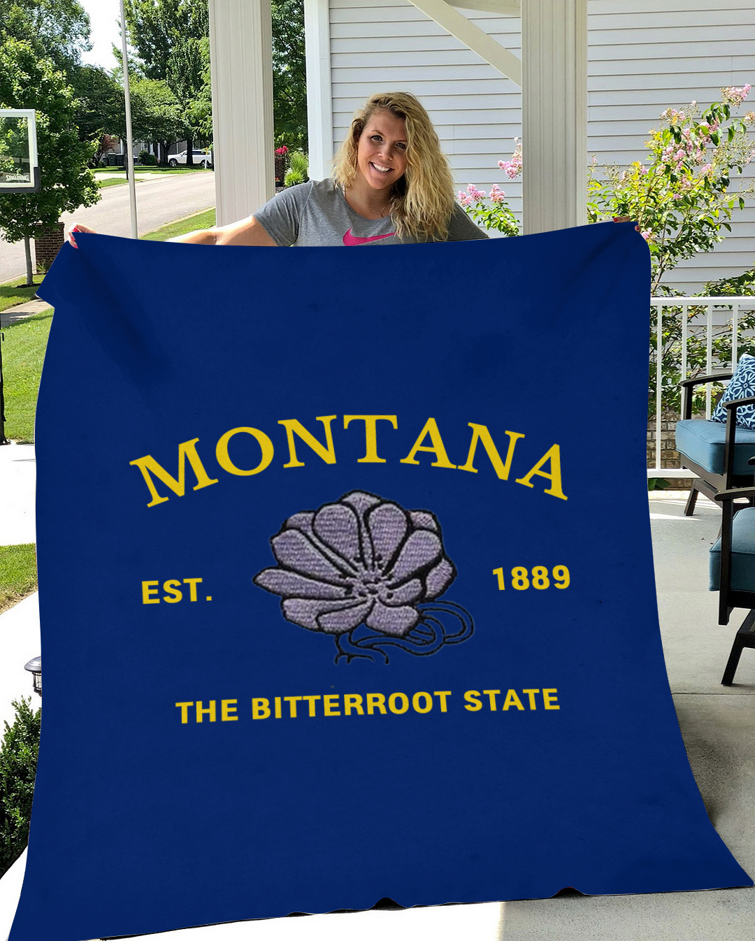 Custom Montana Flower/ Flag Blanket