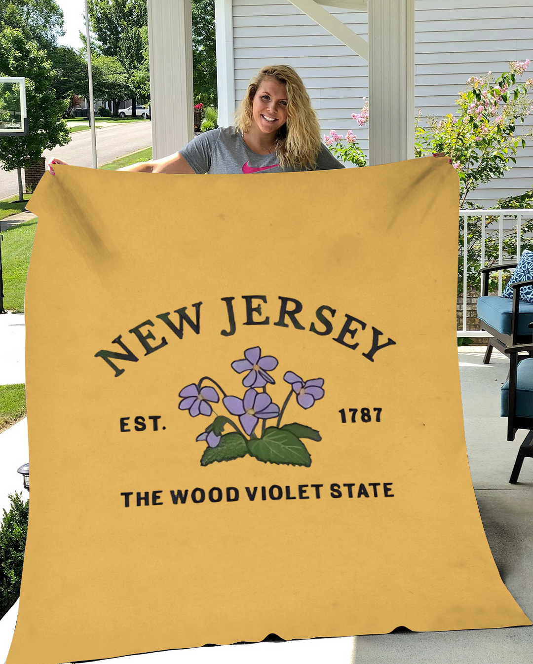 Custom New Jersey Flower/ Flag Blanket