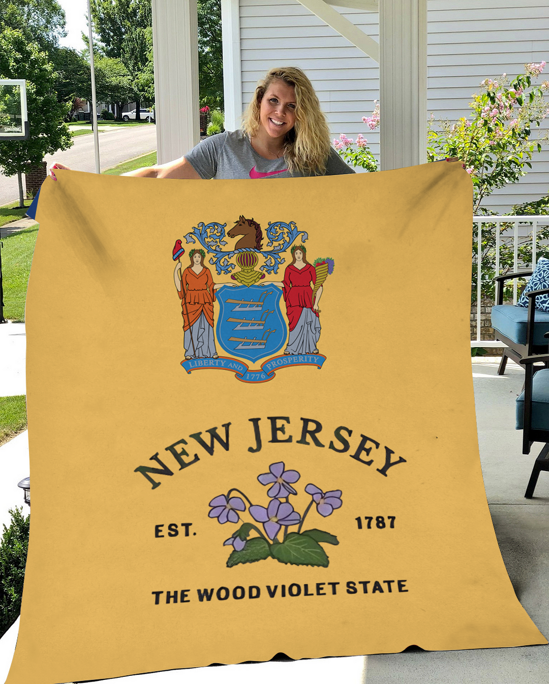 Custom New Jersey Flower/ Flag Blanket