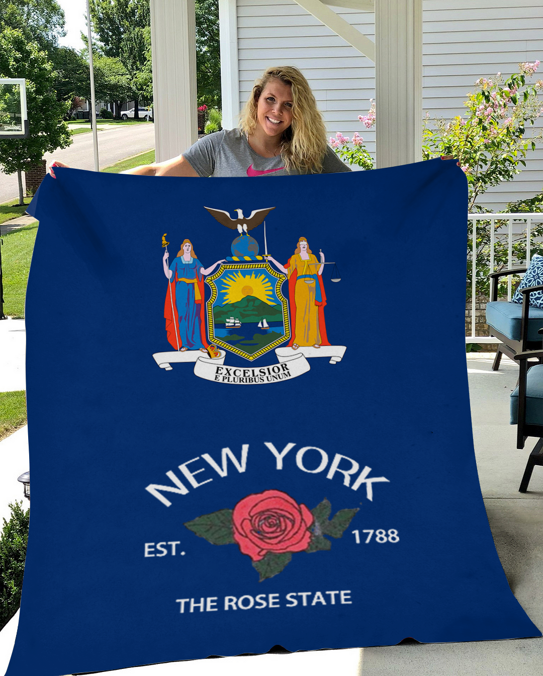 Custom New York Flower/ Flag Blanket