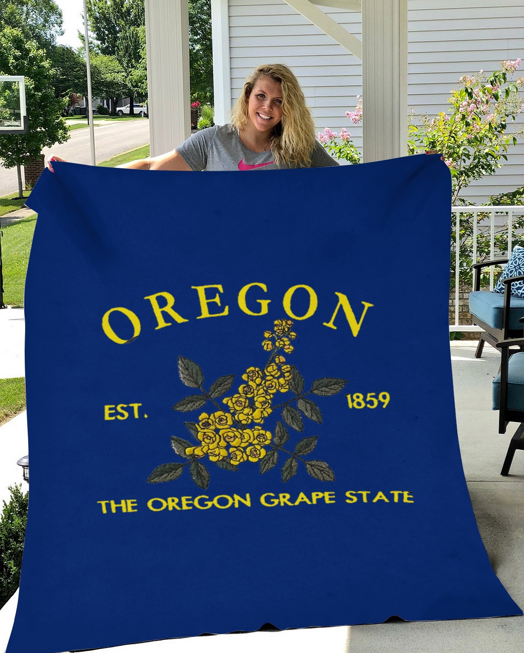 Custom Oregon Flower/ Flag Blanket