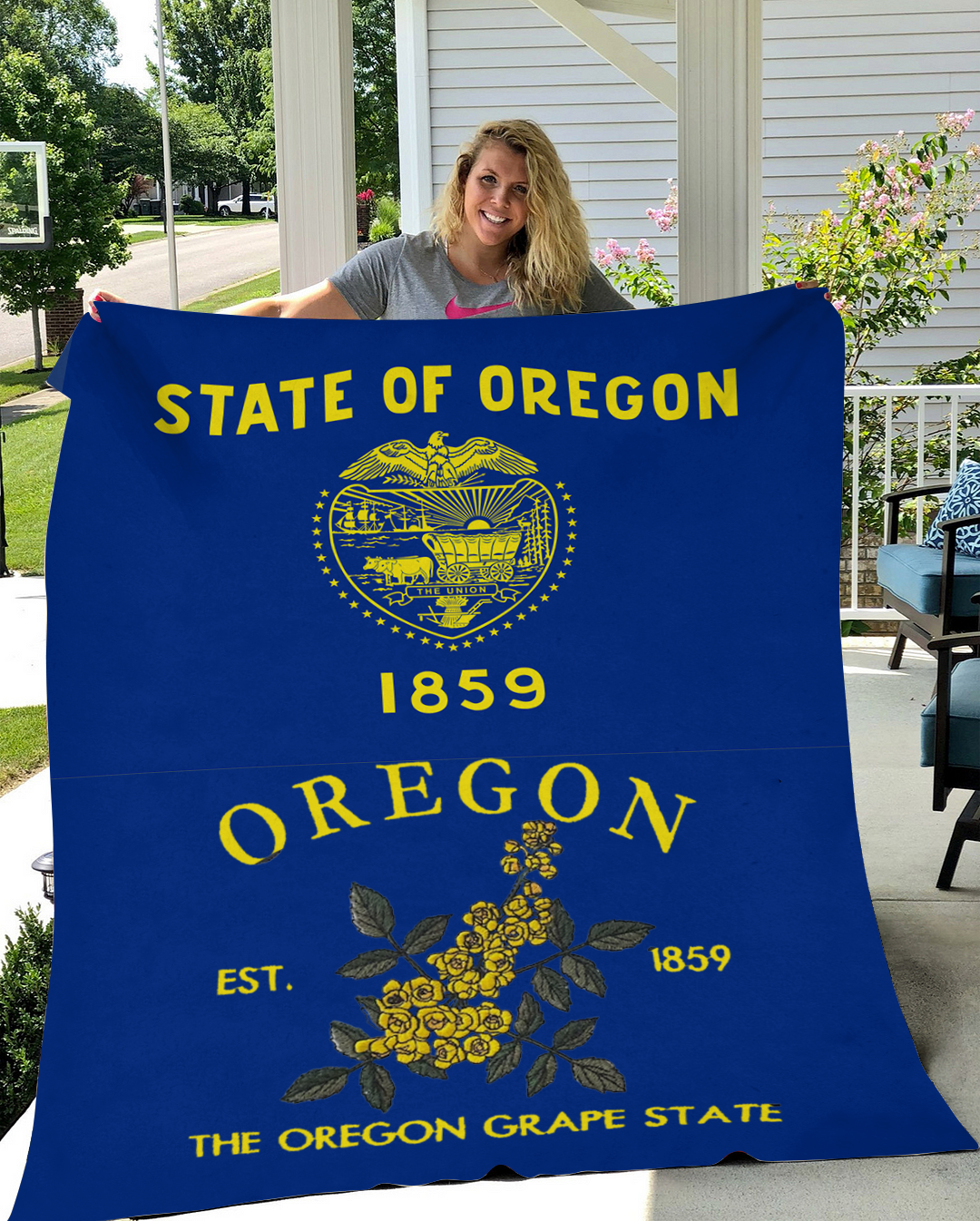 Custom Oregon Flower/ Flag Blanket