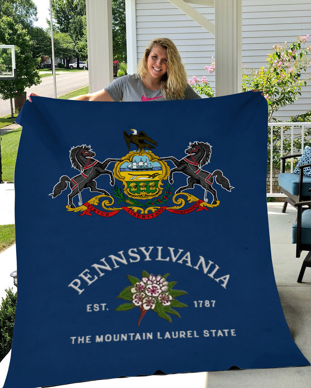 Custom Pennsylvania Flower/ Flag Blanket