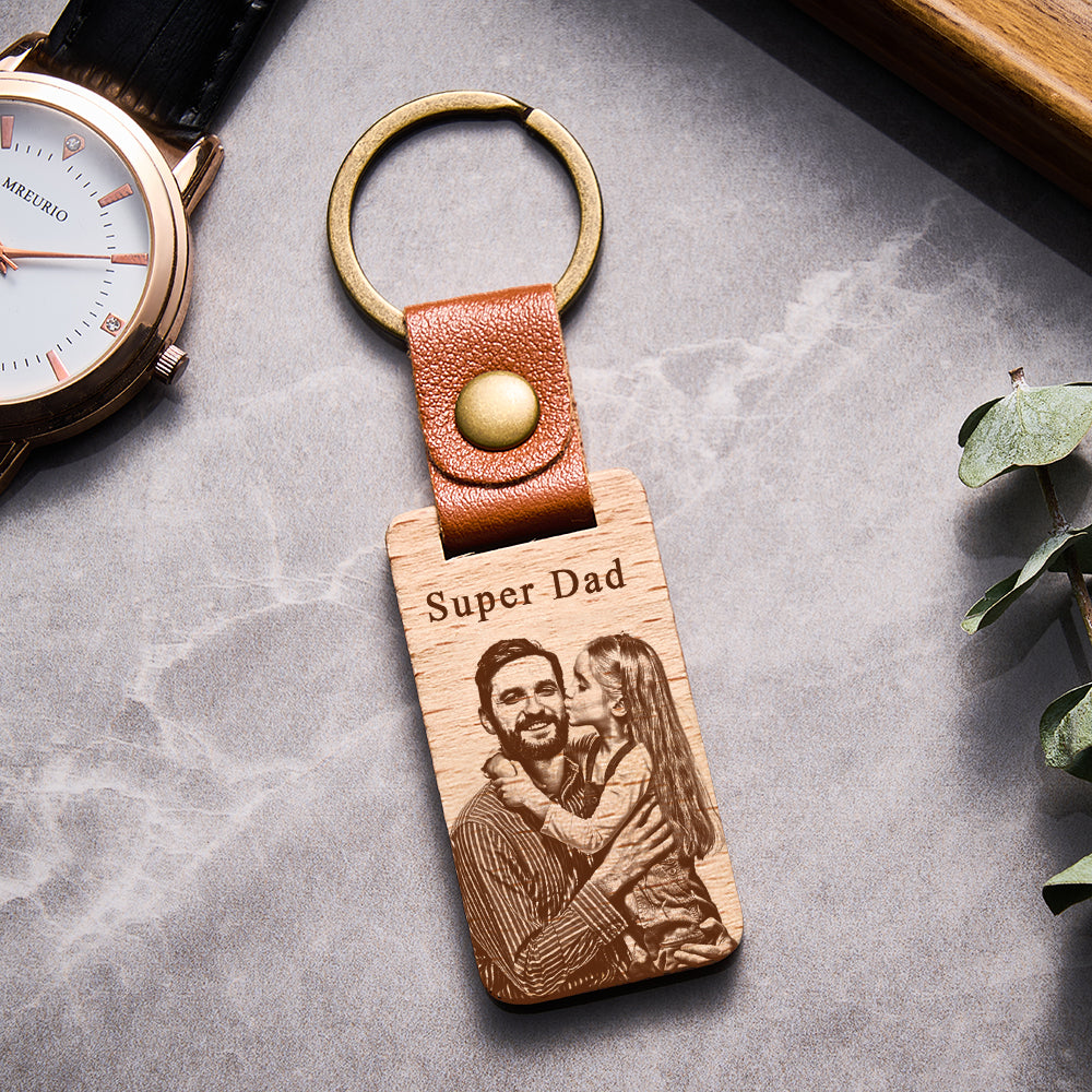 Custom Photo Keychain Personalized Wooden Keychain for Lover