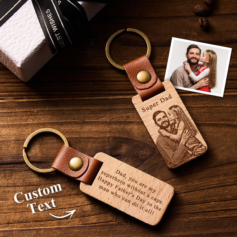 Custom Photo Keychain Personalized Wooden Keychain for Lover