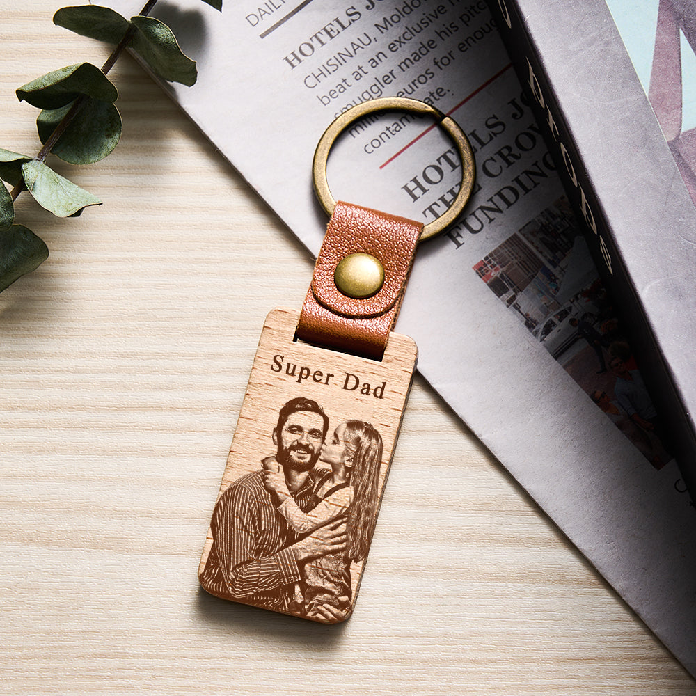 Custom Photo Keychain Personalized Wooden Keychain for Lover