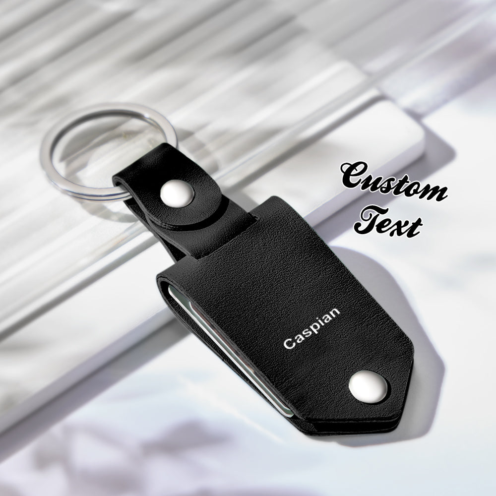 Personalized Leather Photo Drive Safe Keychain Custom Engraved Text Commemorative Keychain Anniversary Gifts