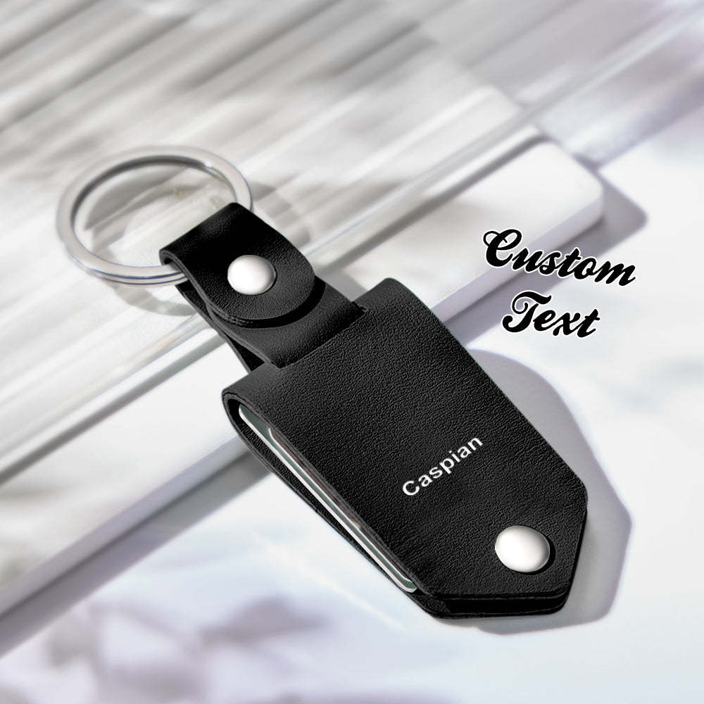 Personalized Leather Photo Drive Safe Keychain Custom Engraved Text Commemorative Keychain Anniversary Gifts