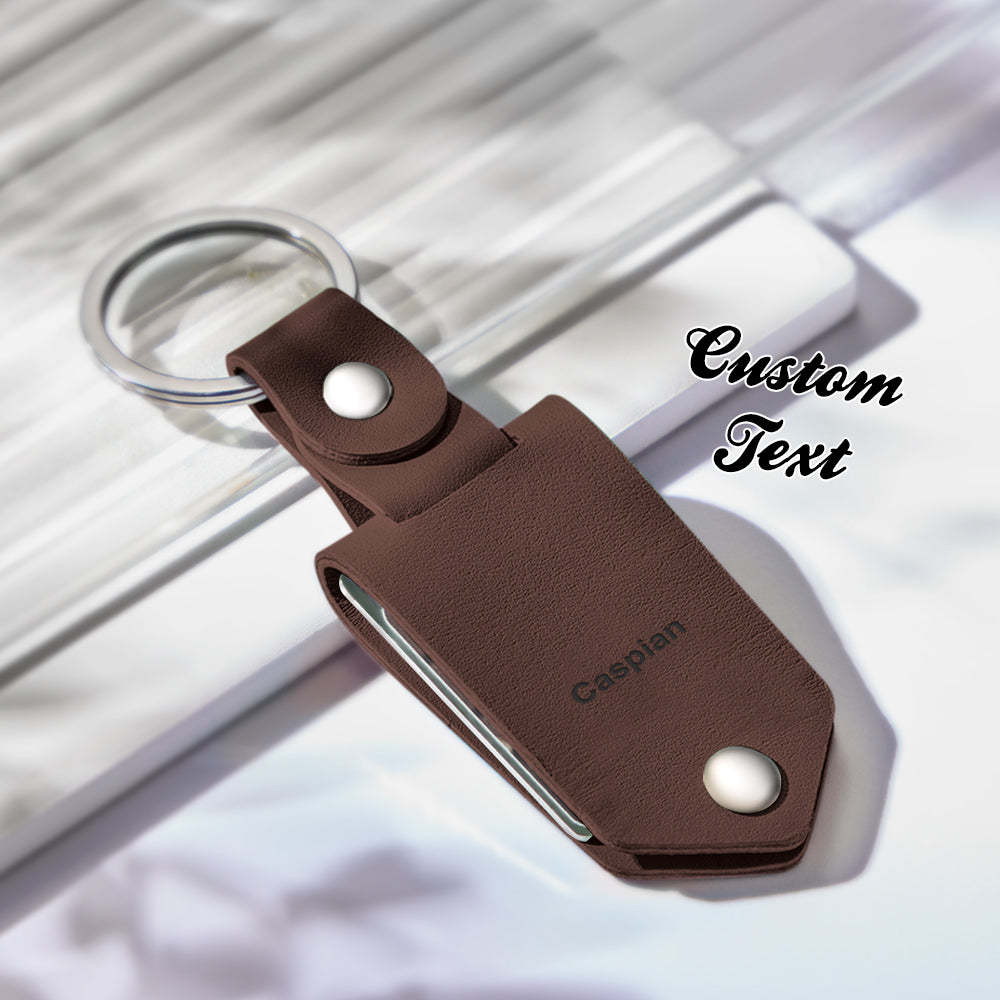 Personalized Leather Photo Drive Safe Keychain Custom Engraved Text Commemorative Keychain Anniversary Gifts