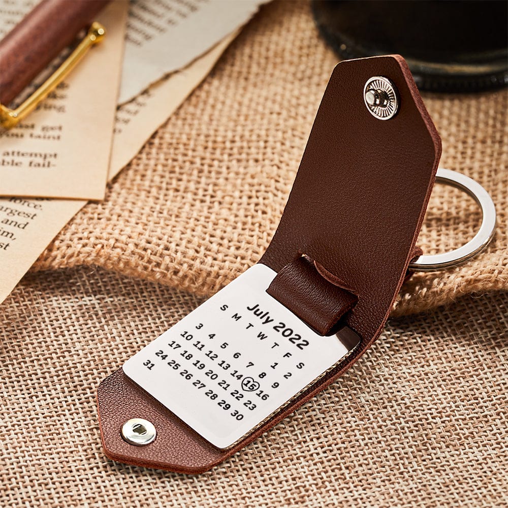 Drive Safe Keychain for Man Custom Leather Keyring with Text Gifts