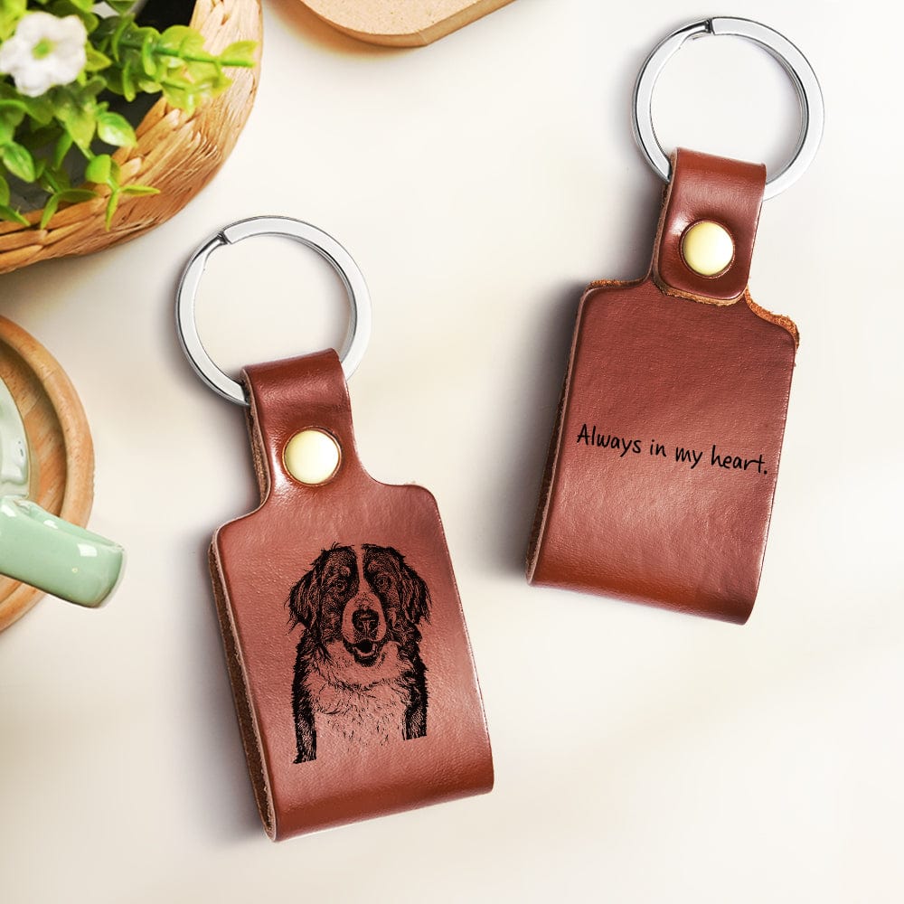 Custom Photo Keychain Personalized Leather Keychain with Text for Unique Gift