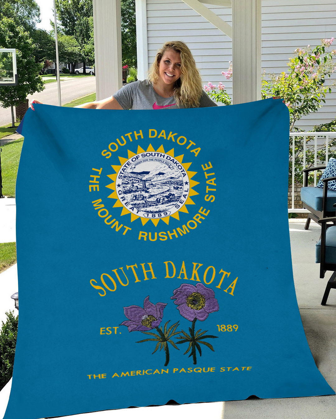 Custom South Dakota Flower/ Flag Blanket